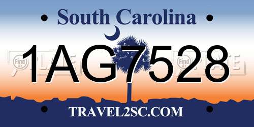 1AG7528 South Carolina License Plate