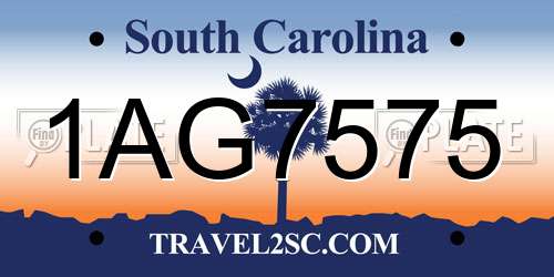 1AG7575 South Carolina License Plate