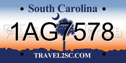 1AG7578 South Carolina License Plate