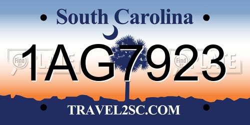 1AG7923 South Carolina License Plate