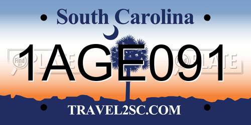 1AGE091 South Carolina License Plate