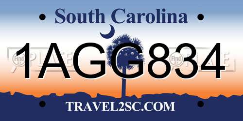 1AGG834 South Carolina License Plate