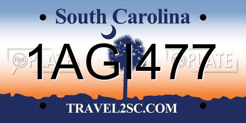 1AGI477 South Carolina License Plate