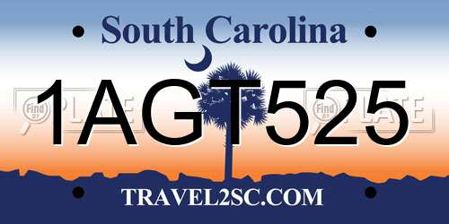1AGT525 South Carolina License Plate