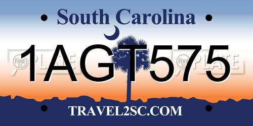 1AGT575 South Carolina License Plate