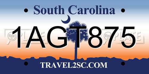 1AGT875 South Carolina License Plate
