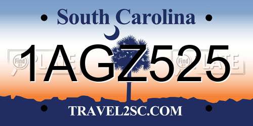 1AGZ525 South Carolina License Plate