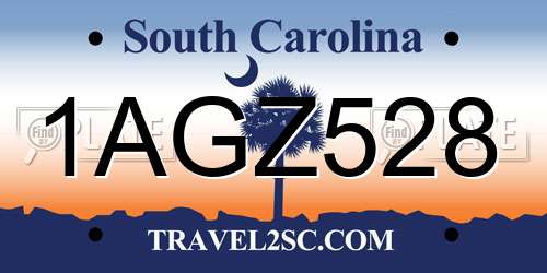 1AGZ528 South Carolina License Plate