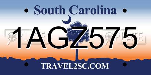 1AGZ575 South Carolina License Plate