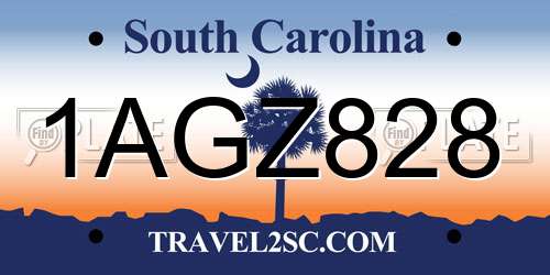 1AGZ828 South Carolina License Plate