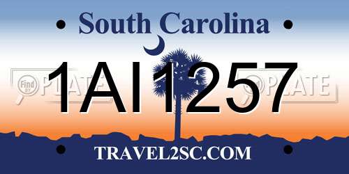 1AI1257 South Carolina License Plate
