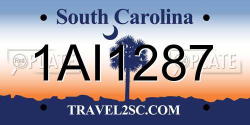 1AI1287 South Carolina License Plate