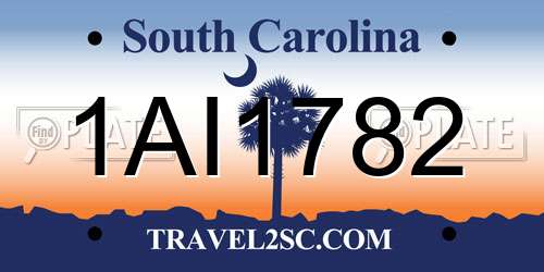 1AI1782 South Carolina License Plate