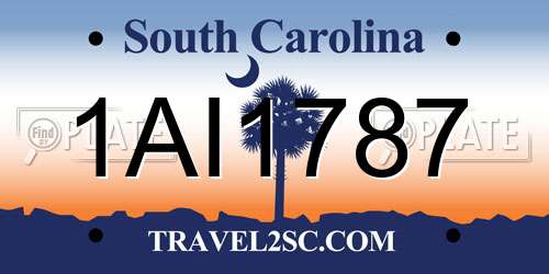 1AI1787 South Carolina License Plate