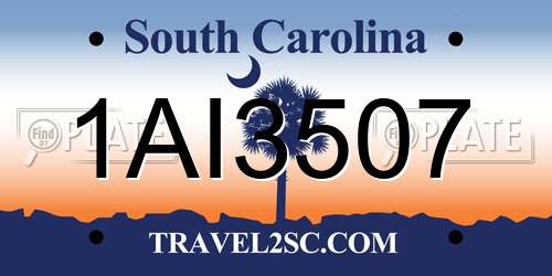 1AI3507 South Carolina License Plate