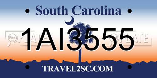 1AI3555 South Carolina License Plate