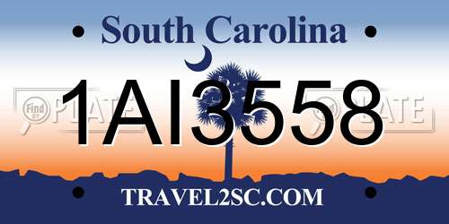 1AI3558 South Carolina License Plate