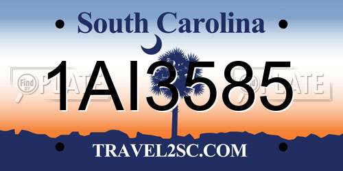 1AI3585 South Carolina License Plate