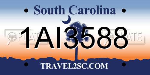 1AI3588 South Carolina License Plate