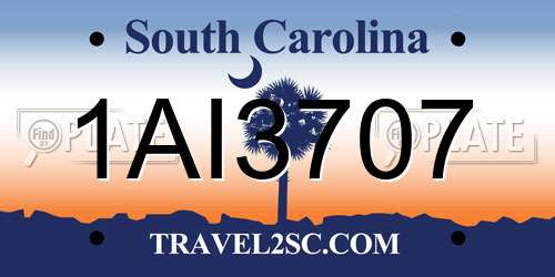 1AI3707 South Carolina License Plate