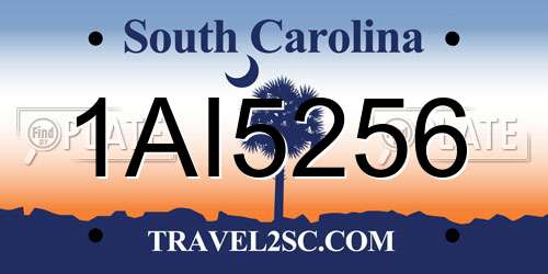 1AI5256 South Carolina License Plate
