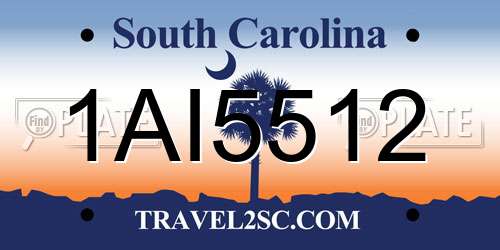 1AI5512 South Carolina License Plate