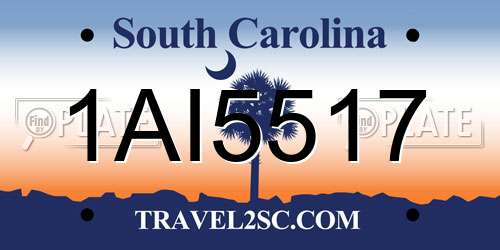 1AI5517 South Carolina License Plate