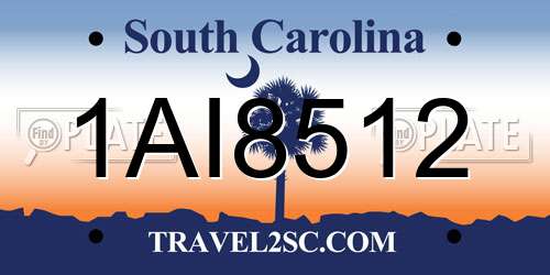 1AI8512 South Carolina License Plate