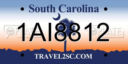 1AI8812 South Carolina License Plate
