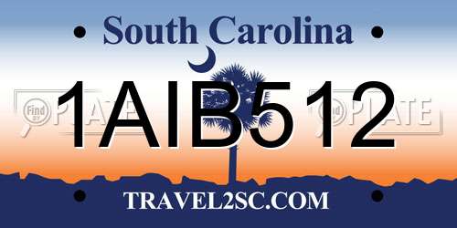1AIB512 South Carolina License Plate