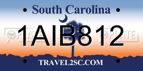1AIB812 South Carolina License Plate