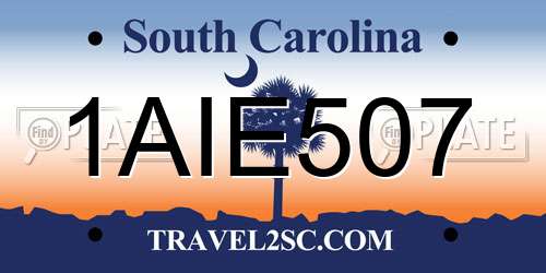 1AIE507 South Carolina License Plate