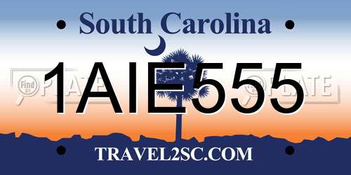 1AIE555 South Carolina License Plate