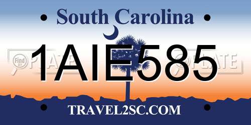 1AIE585 South Carolina License Plate