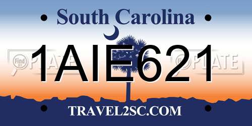 1AIE621 South Carolina License Plate