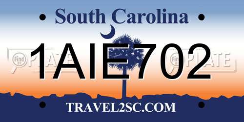 1AIE702 South Carolina License Plate