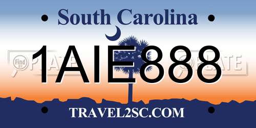 1AIE888 South Carolina License Plate
