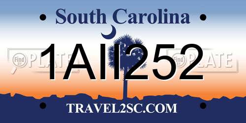 1AII252 South Carolina License Plate