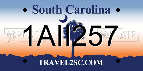 1AII257 South Carolina License Plate