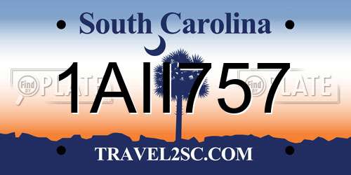 1AII757 South Carolina License Plate