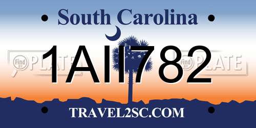 1AII782 South Carolina License Plate