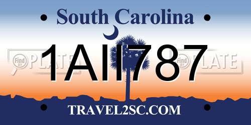 1AII787 South Carolina License Plate