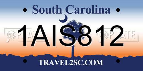 1AIS812 South Carolina License Plate
