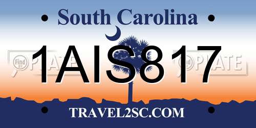 1AIS817 South Carolina License Plate