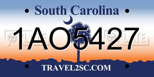 1AO5427 South Carolina License Plate