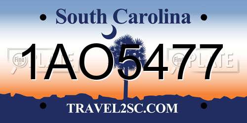 1AO5477 South Carolina License Plate