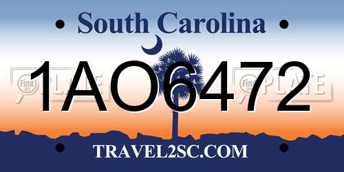1AO6472 South Carolina License Plate