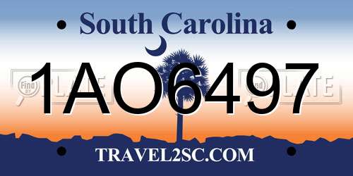 1AO6497 South Carolina License Plate