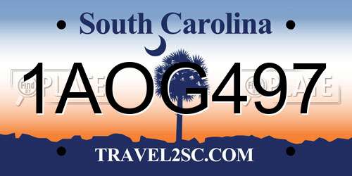 1AOG497 South Carolina License Plate