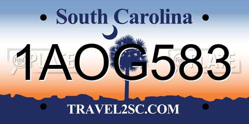1AOG583 South Carolina License Plate